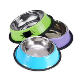 Pet Bowl Stainless Steel Cat Bowls with Rubber Base Non-Slip Puppy Dish Pets Feeder and Water Perfect Choice