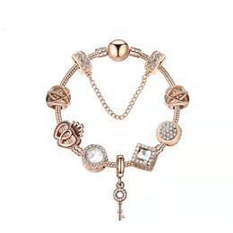 -18 19 20 cm magische charme perlen rose gold stränge multi strang perlen armband 925 versilbert schlange kette schlüssel anhänger als ein diy schmuck geschenk