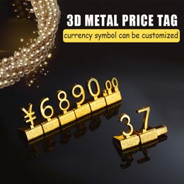 10 Strips Commodity Combination Aluminium Metal Price Cube Tags Card Jewellery Watches Garment Dollar Price Tags Stand