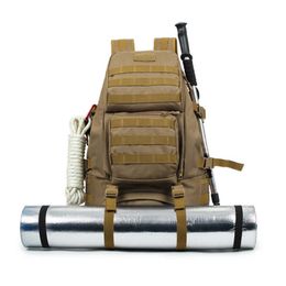55L Military Tactical Assault Backpack Outdoor Camping Walking Riding Large Backpack Multifunction Hiking Sport Rucksack Q0721