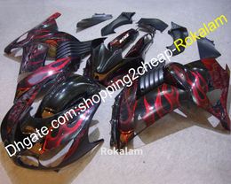 ZZR1400 Fairing Set For Kawasaki ZX14R 2006-2011 ZX 14R Red Black Flame Motorcycle Fairings (Injection molding)