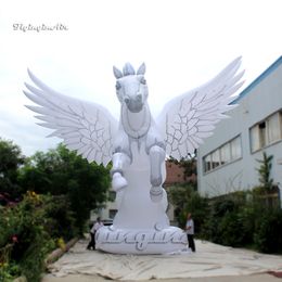 Personalised Giant Inflatable Horse 6m Outdoor Advertising Animal Mascot Model Air Blown White Flying House Replica For Parade Show