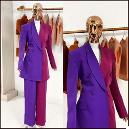 Unique Design Women Suits Purple Celebrity Lady Party Prom Tuxedos Blazer Red Carpet Leisure Outfit Top(Jacket+Pants)