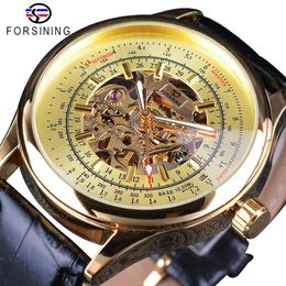 Forsining Brand Luxury Men Fashion Skeleton Wristwatch Classic Retro Design Transparent Case Creative Self-Wind Mechanical Watch SLZe36 gift