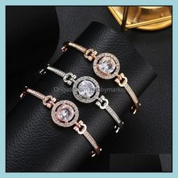 Charm Bracelets Jewellery Classic 3 Colour Round Large Crystal Rhinestone Shiny Cuff Opening Bracelet For Women Fashion Gift Drop Delivery 2021
