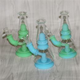 Glow in the dark Smoking hookahs Glass Water Pipes bong unique Tobacco kits dab rig silicone bongs