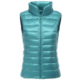 Packable Ultra-light Sleeveles's Winter Down Jacket White Duck Feather Warm Waistcoat Down Vest Outerwear Coats for Woman 211007