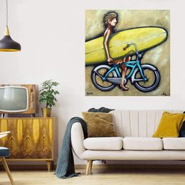 Boy and Bike Home Decor Large Oil Painting On Canvas Handcrafts /HD Print Wall Art Pictures Customization is acceptable 21062105