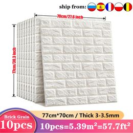 10pcs 3D Wall Sticker Imitation Brick Bedroom Decoration Waterproof Self Adhesive Wallpaper For Living Room Kitchen TV Backdrop 220217