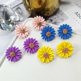 Flower Daisy Stud Earrings for Women Jewelry Sweet Candy Girl Fresh Petal Gift Gold Wire Ball Fashion Korean Earrings