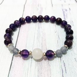 SN0879 Fashion Women`s Amethyst Bracelet Natural Snow Quartz Crystals Bracelet High Quality Yoga Mala Bracelet