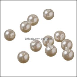 Other Loose Jewelryother 160 Pcs Beige 18Mm Round Straight Hole 0.5Kg Imitation Pearl Diy Handmade Jewellery Aessories Water Mill Abs Beads Dr