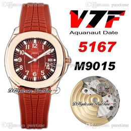 2021 V7F 5167 Miyota 8215 Automatic Mens Watch Rose Gold Coffee Texture Dial Brown Rubber Strap Date PTPP Puretime PE203d4