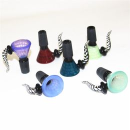 Glass Bowl Male 14mm Double Layers Colorful bong bowls Hookahs accessory cone smoking pipes release Smoke water pipe