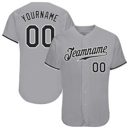 Custom Grey BLACK-WHITE-3 AUTHENTIC BASEBALL JERSEY