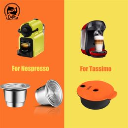 Stainless Steel Reusable Cups Philtre Capsule for Nespresso Cafetera Reutilizables Capsule Cafe Cup for Tassimo-s Bosch-s Pod 210712