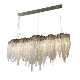 Lampadario lineare moderno Nappe Lampade a sospensione a catena cromate Apparecchio di illuminazione contemporaneo per sala da pranzo Isola della cucina Lampade a parete rettangolari rotonde