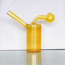 Colorfed Pyrex Thick Glass Oil Burner Bubbler Glass Pipes Smoking Water Bong Curved Dab Rig Pipe Tobacco Bowl Portable Striped Integrated Hookah Shisha