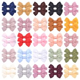 2021 2inch Solid Color Grosgrain Ribbon Bowknot Toddler Hair Clips Handmade Bows Baby Girls Barrettes Hairpins Photo Props