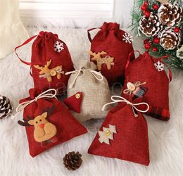 Christmas Drawstring Souvenir Bag Santa Claus Candy Gift Sack Xmas Party Hanging Decor Accessories Household Storage Bags dd704