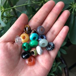 7x14mm Natural Stone Crystal Beads Loose 5mm Big Hole Charms Pendants Shape For Necklace Jewellery Making DIY Gift Women
