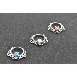 Lot10pcs 16g CZ Clicker Opal Hoop Septum Jewerly Nose body piercing jewelry Earring Ear Daith Helix Rings