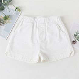 Fashion Summer Girls Shorts Cotton Elastic Solid Colour Short Pants for Teenage Korean Kids Baby White Clothes 210622