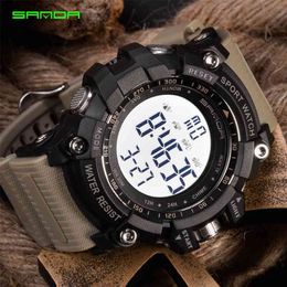 SANDA Digital Watch Men Luxury Brand Military Watch Fashion Men Sport Watch Alarm Stopwatch Clock Male Relogio Masculino 210329