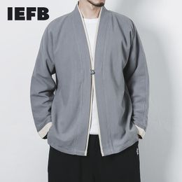 IEFB Chinese Style Tang Suit Large Size Jacket With Cardigan Casual Tops Men's Tea Dress Spring Summer Taoist Robe 9Y6026 210524