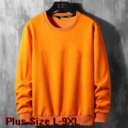 Solid Color Hoodie Men Clothes Spring Autumn Street Wear Sweatshirts Skateboard Pullover Male Plus Size 7XL 8xl 9XL Mens Hoodies 210813