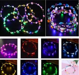 50%off Necklace Flashing LED strings Glow Flower Crown Headbands Light Party Hair Garland Luminous Wreath Wedding Girl kids toys