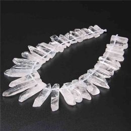 15" Strand White Crystal Point Beads Top Drilled Quartz Stick Loose Bead Man Woman Pendant Necklace Jewellery Making Whole