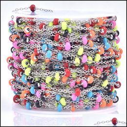 Necklaces & Pendants Jewellery 1Meter/Lot Stainless Steel Imitation Pearl Beads Ball Link Chain For Women Wedding Gift Eyeglass Handbag Strap