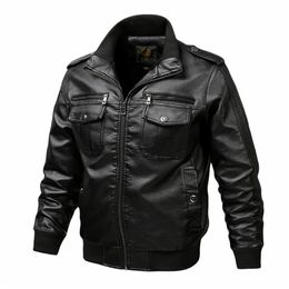 Thoshine Brand Spring Autumn Winter Men Leather Jackets Motorcycle & Biker Male Fashion PU Leather Cargo Coats Pockets Plus Size 211111