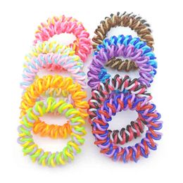 Whole 100Pcs Size 5CM Braid Rope Telephone Wire Accessories Women Rubber Bands Girl Hair Gum