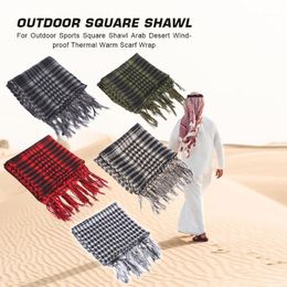 Windproof Sand-proof Wraps Unisex Thermal Warm Hiking Scarves Plaid Grain Square Shawl Arab For Outdoor Camping Sports Cycling Caps & Masks