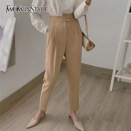 Casual Irregular Trouser For Women High Waist Minimalist Solid Harem Pants Female Clothing Spring Fashion 210521