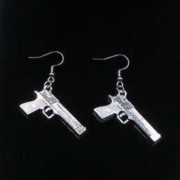 New Fashion Handmade 45*20mm Gun Browning Pistol Earrings Stainless Steel Ear Hook Retro Small Object Jewelry Simple Design For Women Girl Gifts