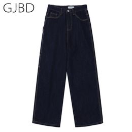 Women's Jeans Autumn Streetwear Fashion High Waist Straight Pants Vintage Baggy Casual Wide Leg Ladies Denim Long Trouser 210809