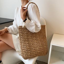 Women's Shoulder Handbag Summer Hand-woven Bohemian 2021 Straw Beach Totes Lady Travel Shopper Weaving Shopping Bags