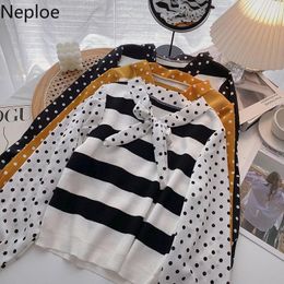 Women's Sweaters Neploe Chic Sweater Women Vintage Patchwork Polka Dot Knitted Striped Pullovers Tops 2021 Ropa De Mujer Korean Jumper