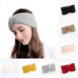 Winter Women Imitation Mink Cashmere Headband Female Thick Warm Turban Crochet Wide Wrap Stretch Headdress Hair Accessories