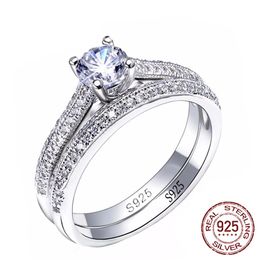 100% Original Silver 925 Ring Set Luxury Small Lab Diamond Engagement Wedding Fine Jewelry For Women Gift J-033