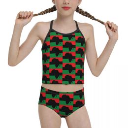 Women's Swimwear 2021 Proud Swimming Suit For Junior High School Girls Print Symbol Of Africa Pan African Flag Biquini Children Girl