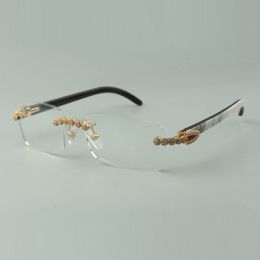 New Designer bouquet diamond glasses Frames 3524012 with natural mixed buffalo horn temples for unisex Best quality