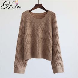 Women Fashion Sweater Jumpers Knitted Pullovers Short Long Sleeve Oversized Pull Femme Chic Korean Knitwear 210430