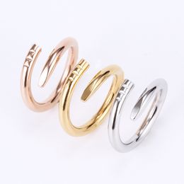 Love Rings Womens Band Ring Jewellery Titanium Steel Single Nail European And American Fashion Street Casual Couple Classic Gold Silver Rose Bptional Size5-10 B