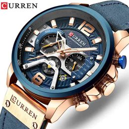 Relogio Masculino Curren Mens Watches Top Brand Luxury Men Military Sport Wristwatch Leather Quartz Watch erkek saat 8329 210329