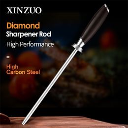 XINZUO Knife Diamond Sharpening Stick Sharpener Rod High Carbon Steel For Chefs Knives Kitchen Assistant Helper Musat 210615