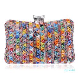 Designer Famous Brand Multicolored Women Diamond Evening Bag Box Clutch Hard Case Ladies Casual Chain Shoulder Bag Dinner Day Clutches